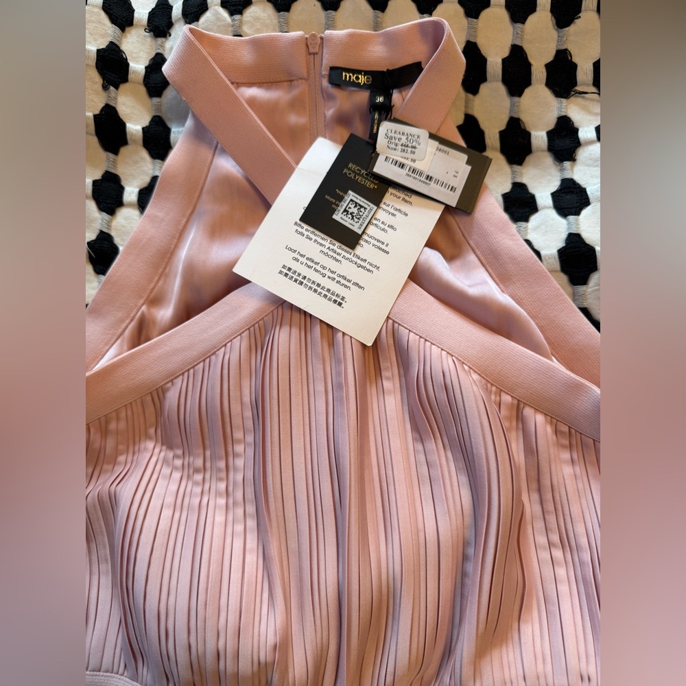 NWT Maje Pleated Pink Dress Size 38. - Picture 11 of 11